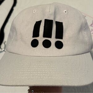 Daily Drills White Cap with Black Exclamation Design